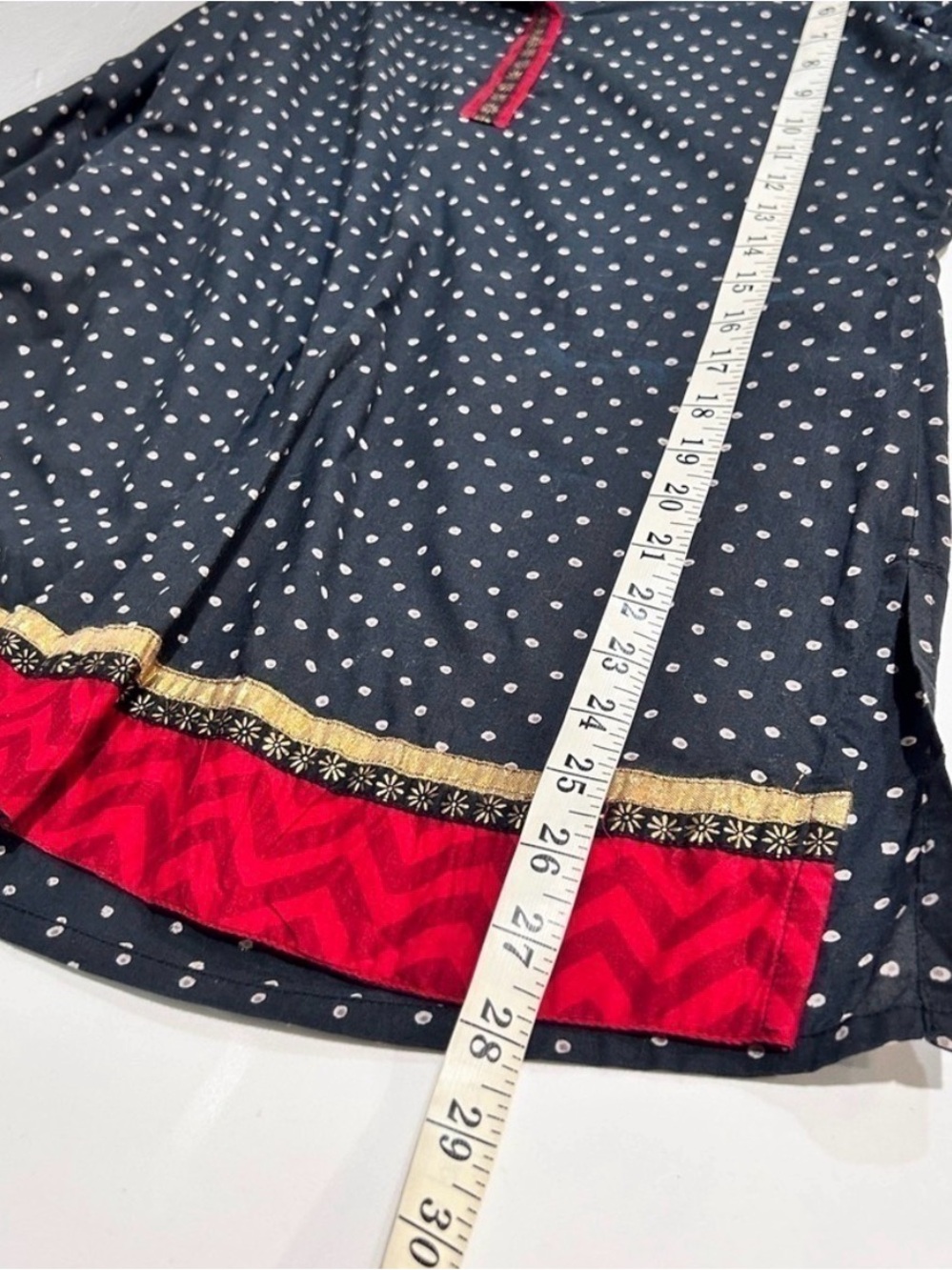 Sabhyata Navy Polka Dot Top with Pink Trim - Picture 14 of 15